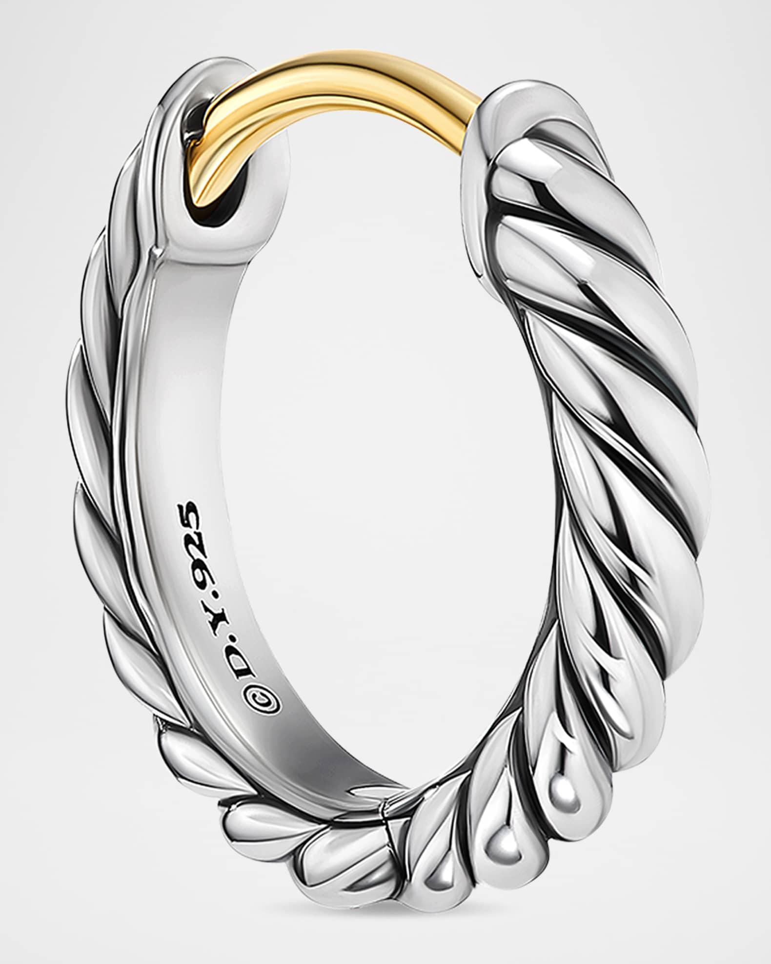 Womens Sculpted Cable Huggie Hoop Earrings In Sterling Silver Product Image