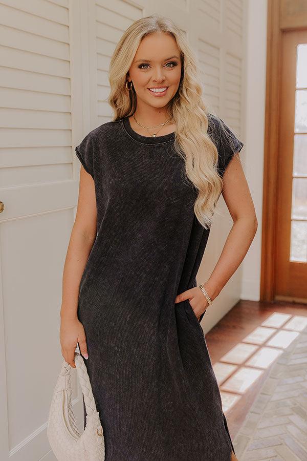 Beach Daydream Vintage Wash Midi Dress in Vintage Black Product Image