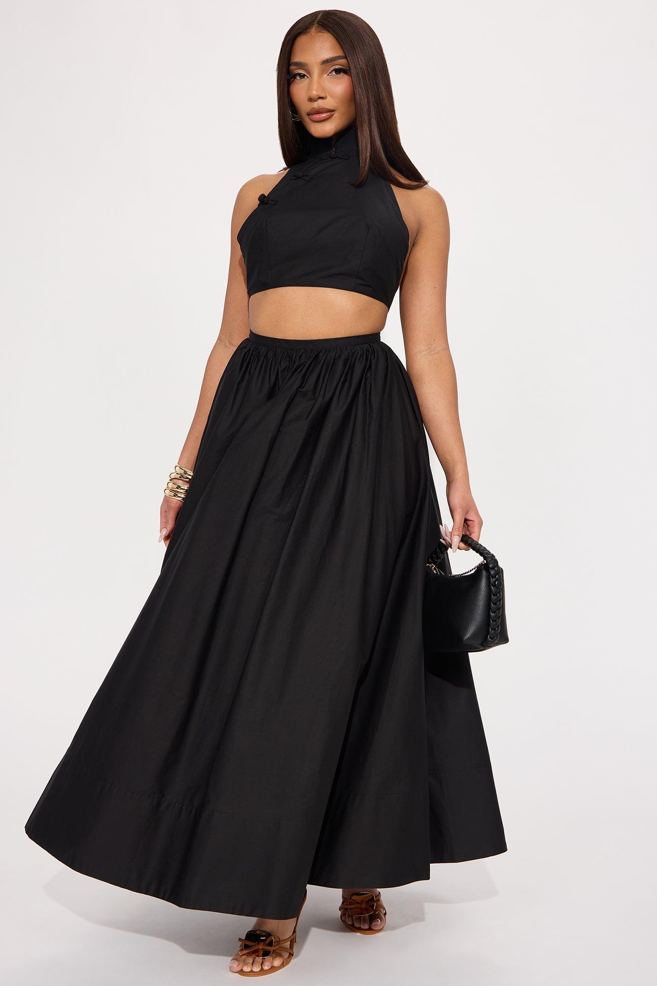 Gabriella Maxi Skirt Set - Black Product Image