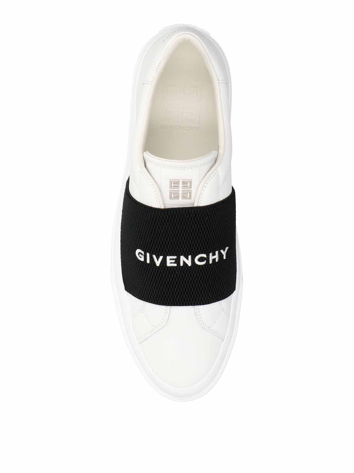 GIVENCHY Logo-embroidered Slip-on Leather Sneakers In White Black Product Image