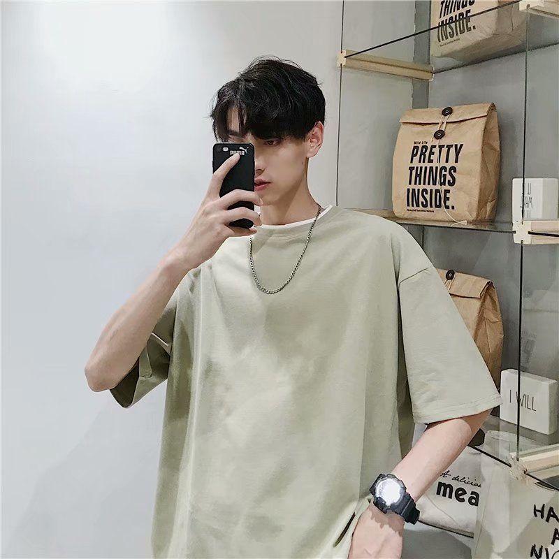Mock Two-Piece Elbow-Sleeve T-Shirt Product Image