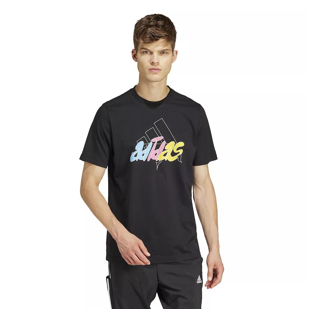 Men's adidas Sportswear Illustrated Badge Graphic Tee, Size: Medium, Black Product Image