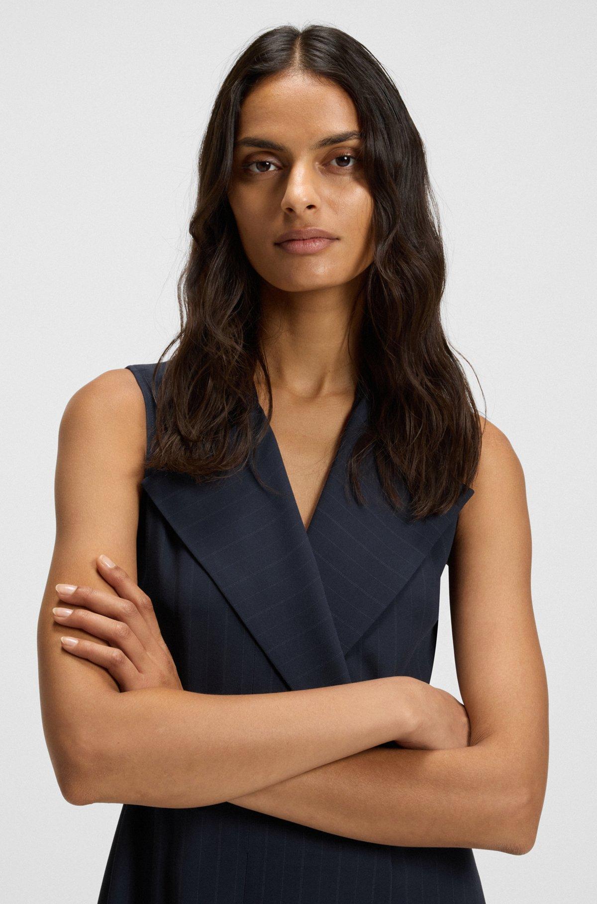 Pinstripe dress with buttoned wrap front Product Image