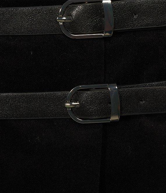 Copper Key Velvet Pleated Buckle Mini Skirt Product Image