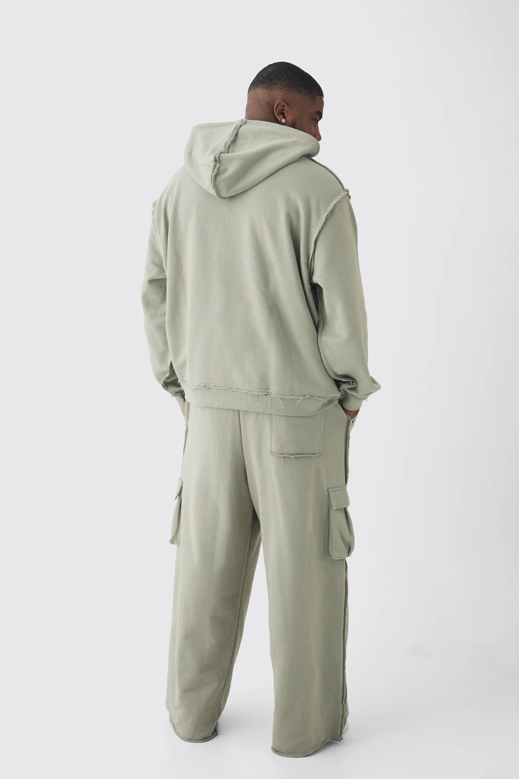 Plus Relaxed Wide Leg Eyelet Detail Cargo Sweatpants | boohooMAN USA Product Image