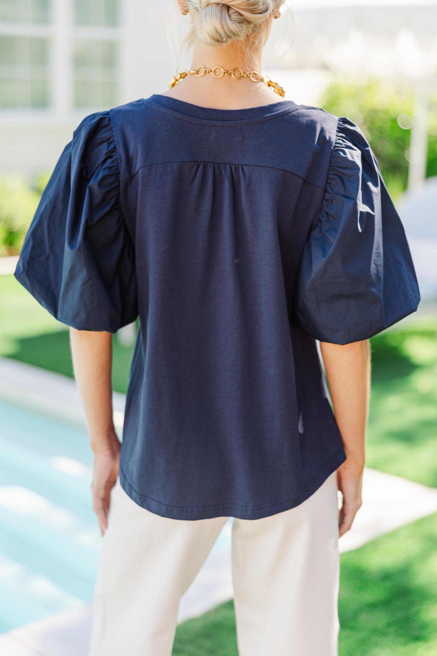 Lovely New Day Navy Blue Blouse Female Product Image