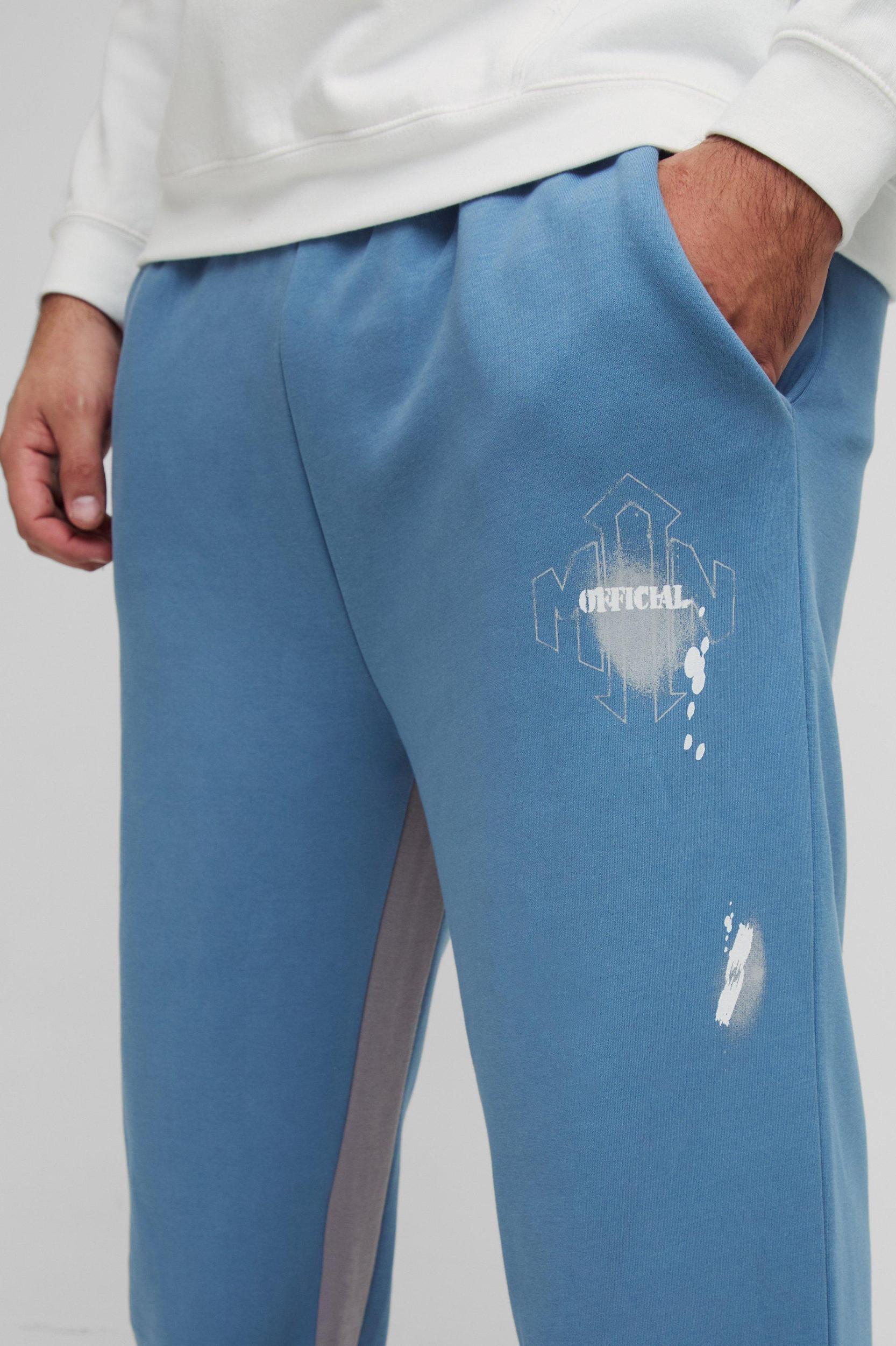 Plus Relaxed Man Paint Splatter Flare Sweatpants | boohooMAN USA Product Image