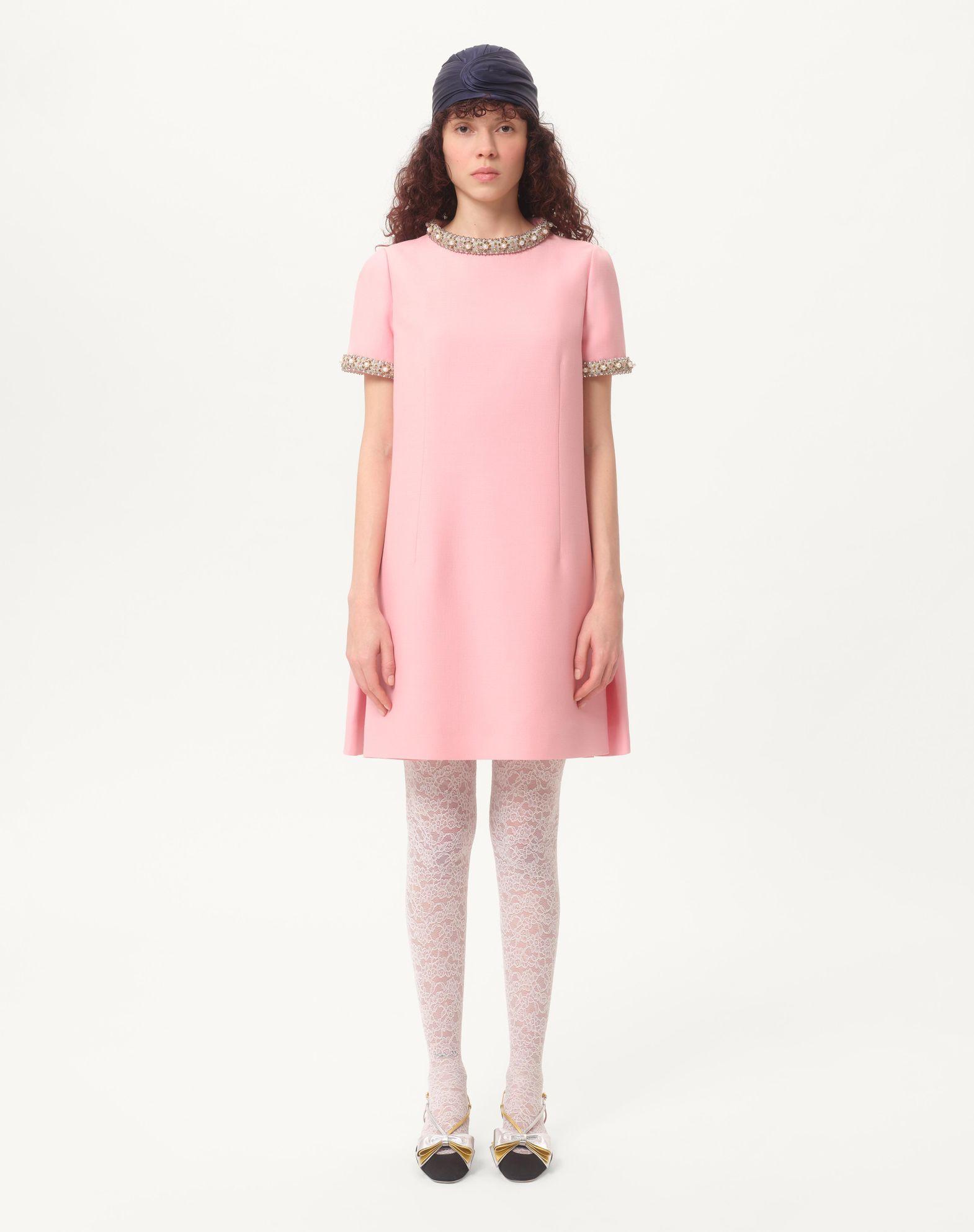 Embroidered Crepe Couture Short Dress Product Image