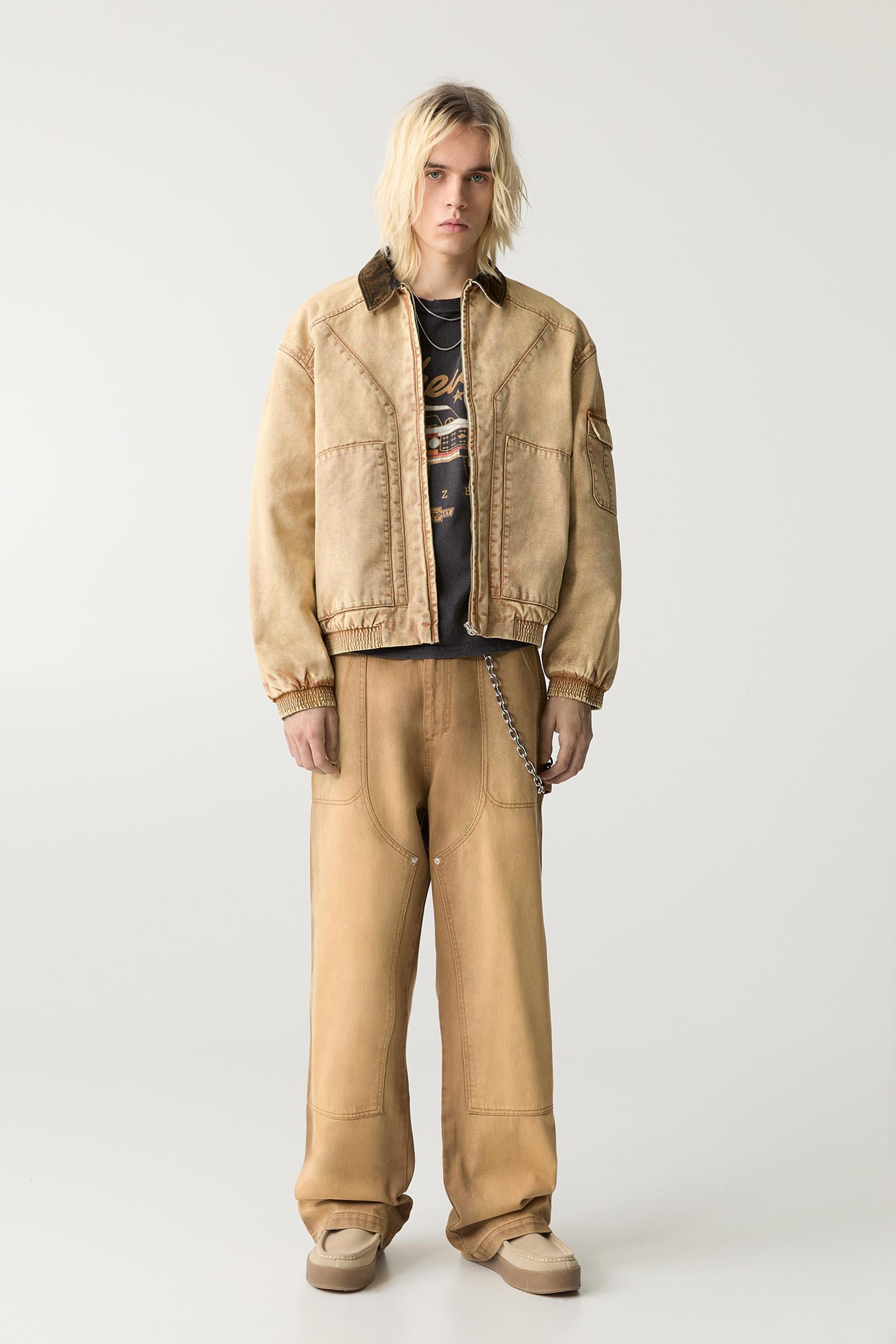 Cotton jacket with corduroy collar Product Image