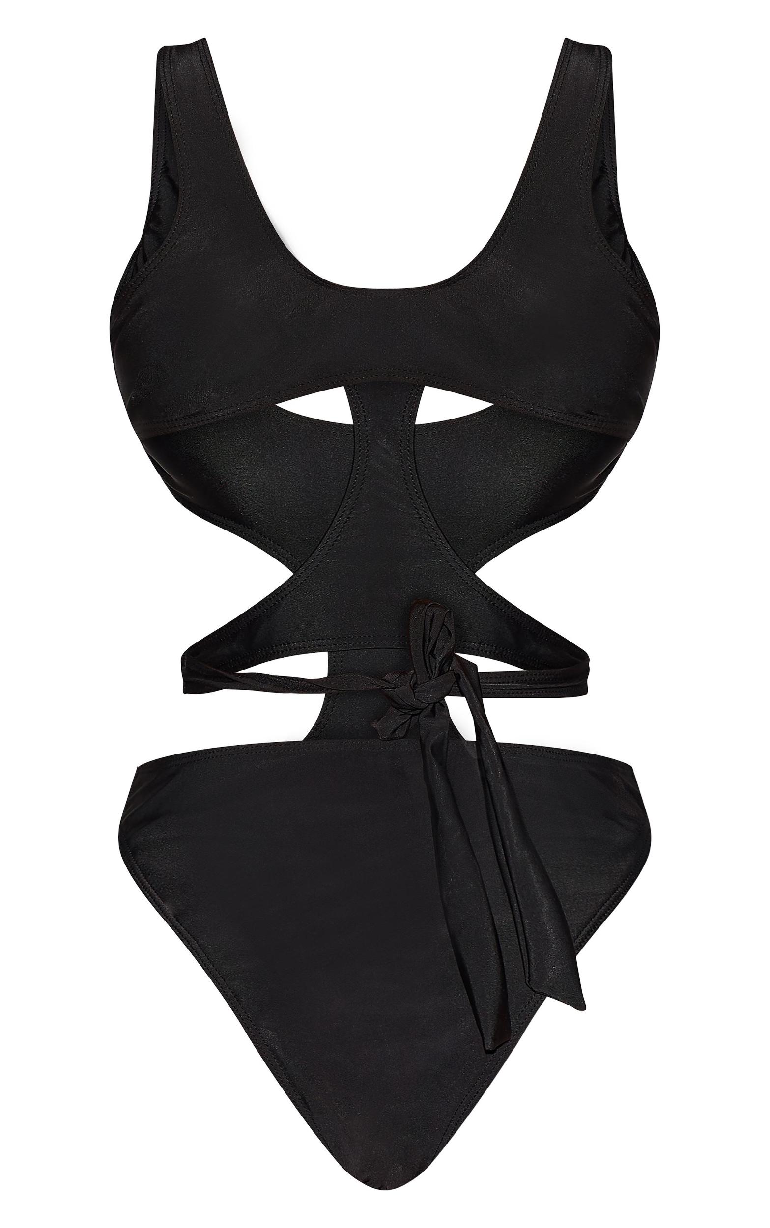 Black Double Layered Cut Out Swimsuit Product Image