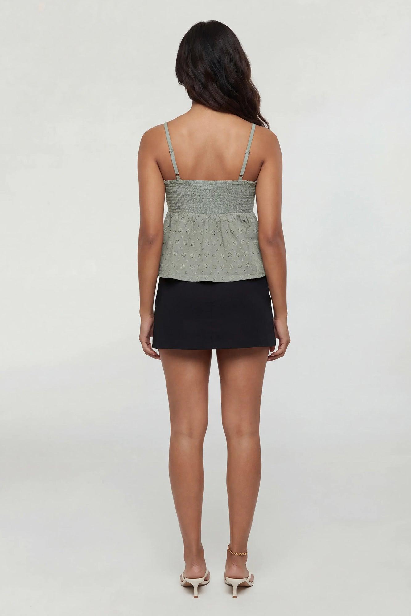 Smocked Eyelet Babydoll Tank Female Product Image