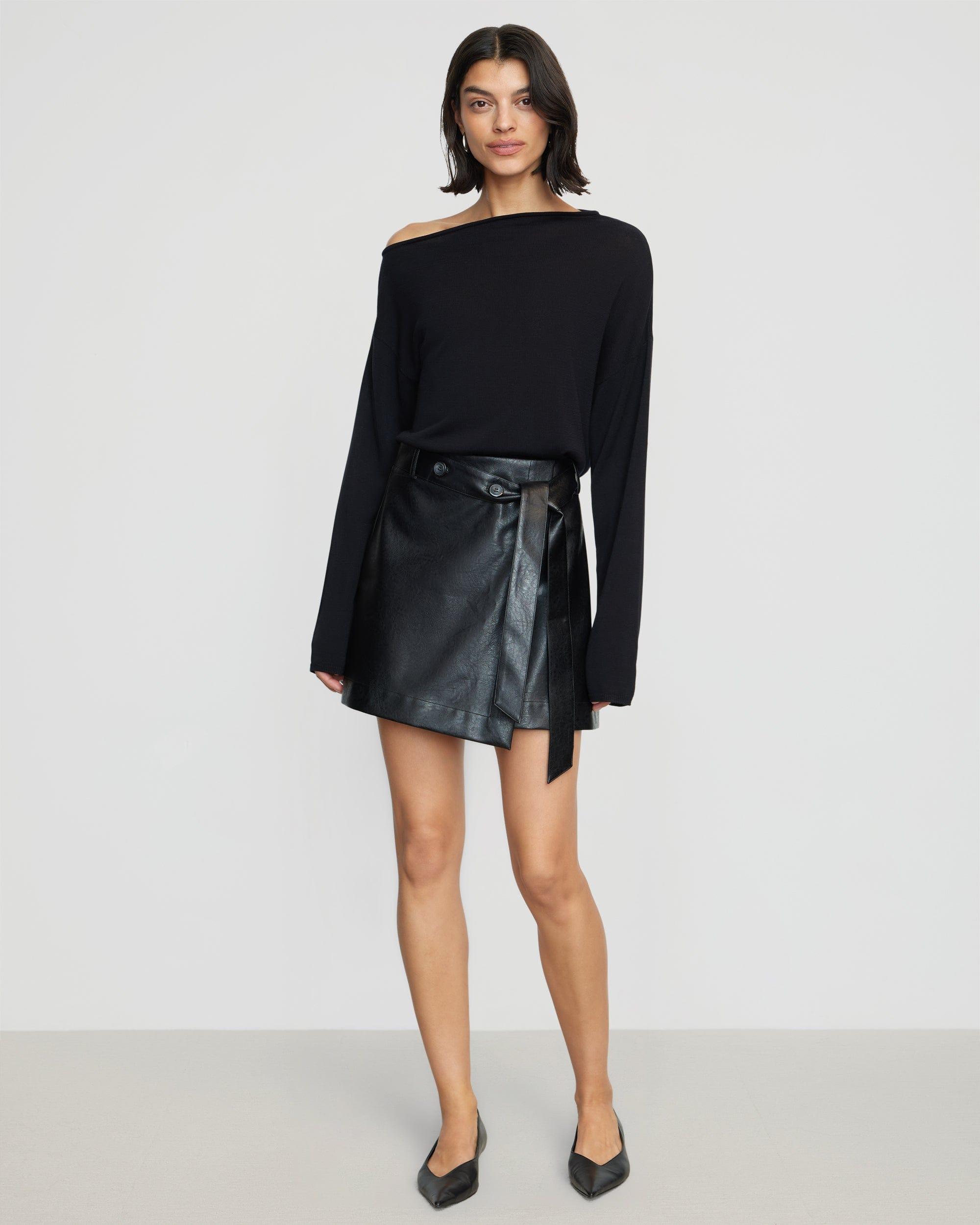 Tanner Vegan Leather Wrap Skirt Product Image