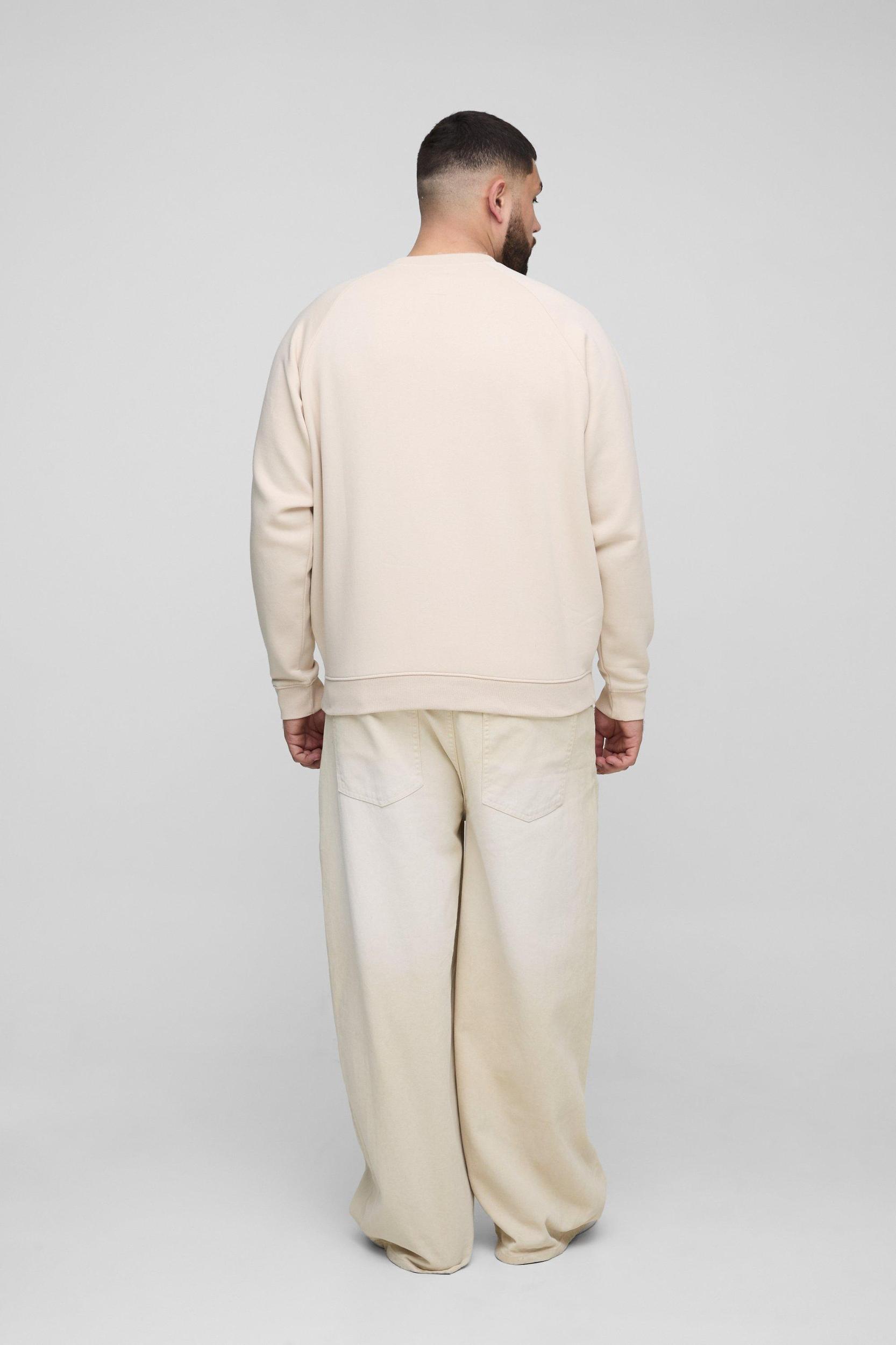 Plus Raglan Jersey Sweater | boohooMAN USA Product Image