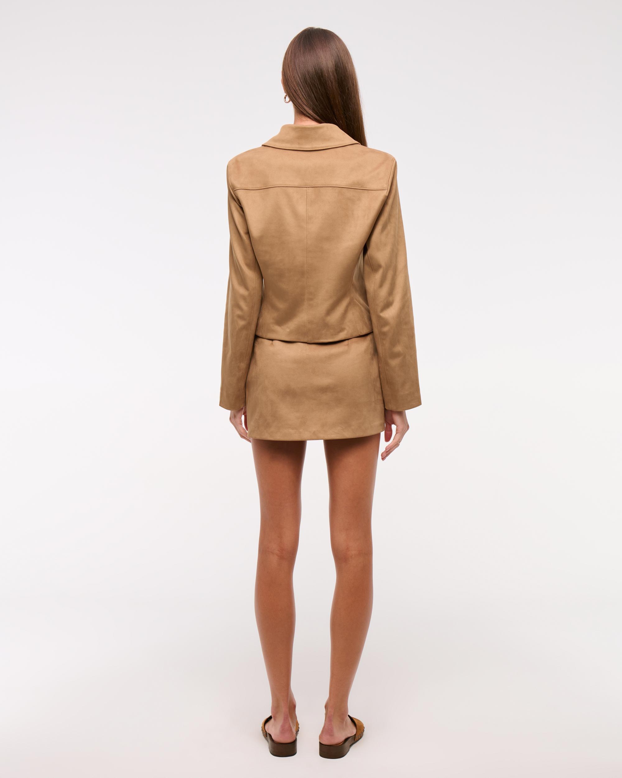 Slim Zip Vegan Suede Jacket Product Image