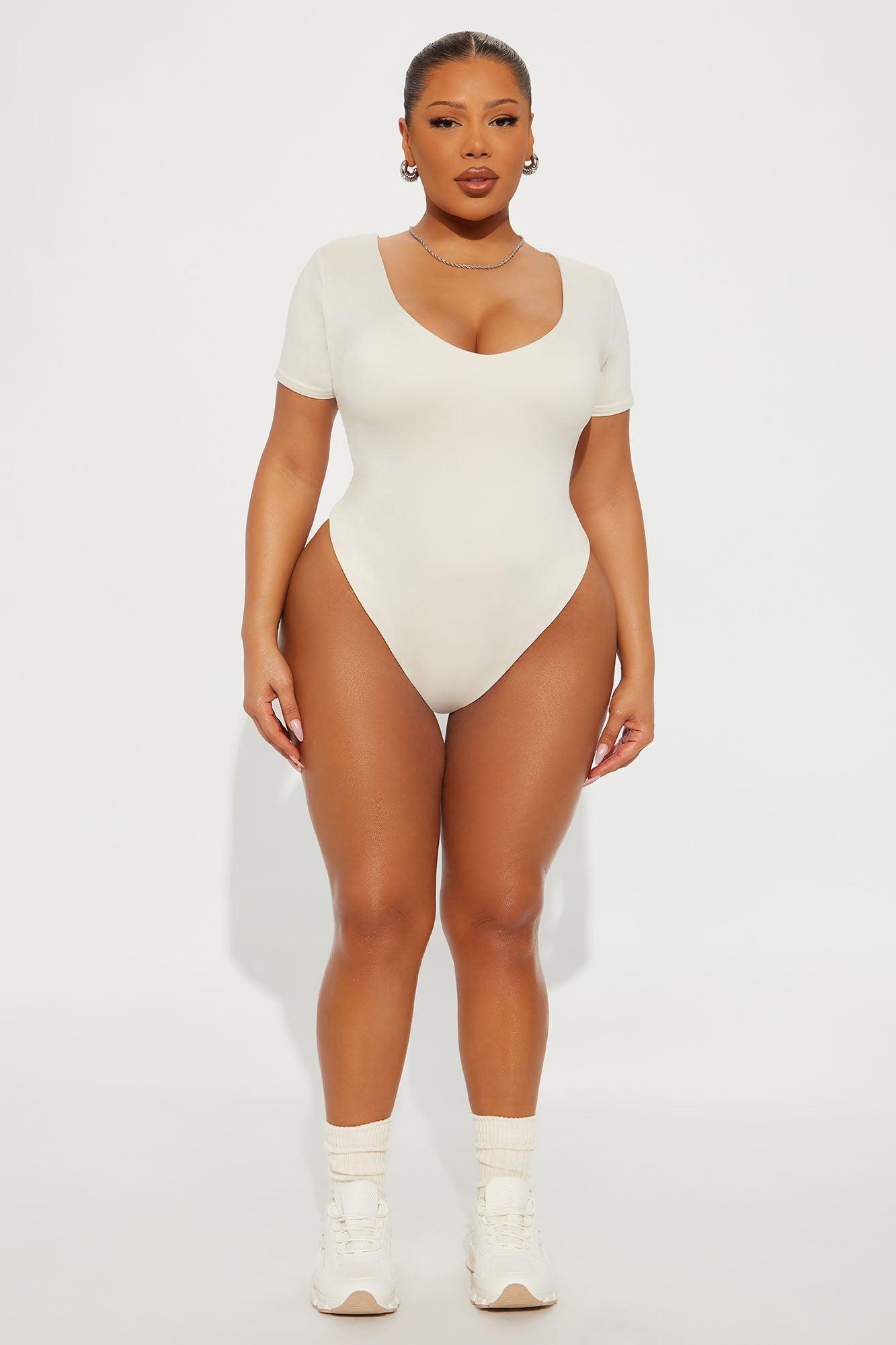 Contour Double Lined Short Sleeve High Cut Bodysuit - Bone Female Product Image