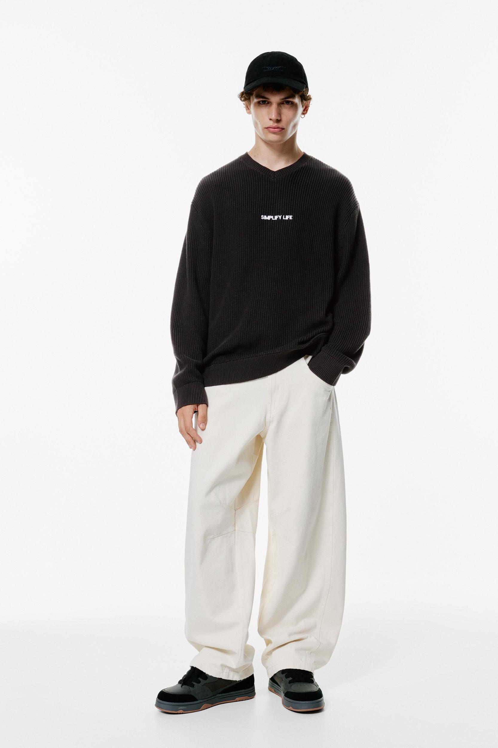 Knit jumper with embroidered text Product Image