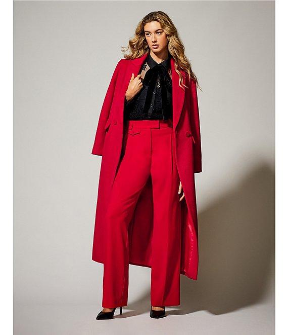 A Loves A Woven Suiting High Rise Coin Pocket Pleated Front Point Hem Pants Product Image