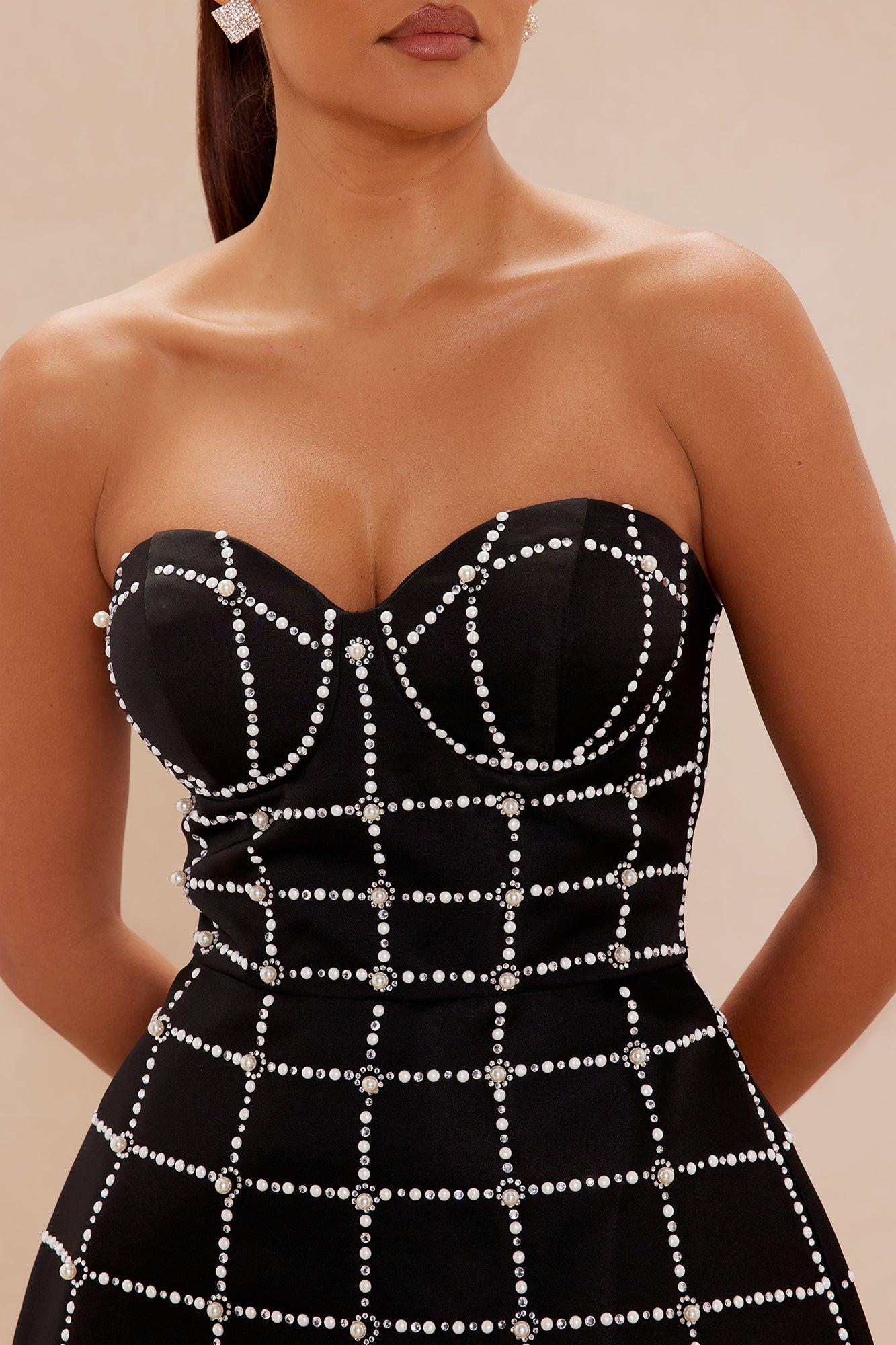 Amara Embellished Mini Dress - Black Female Product Image