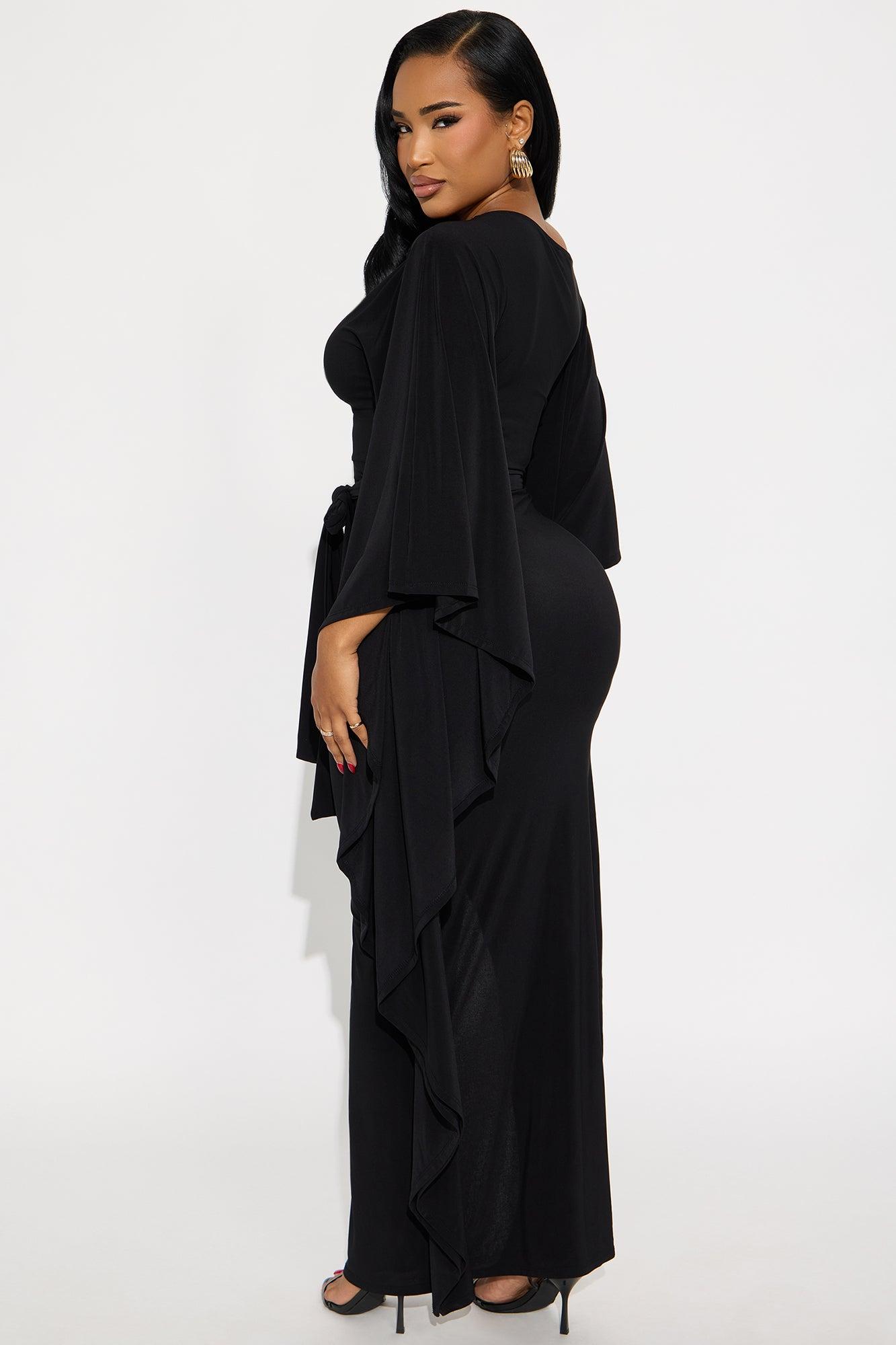 Ivy Draped Maxi Dress - Black Female Product Image