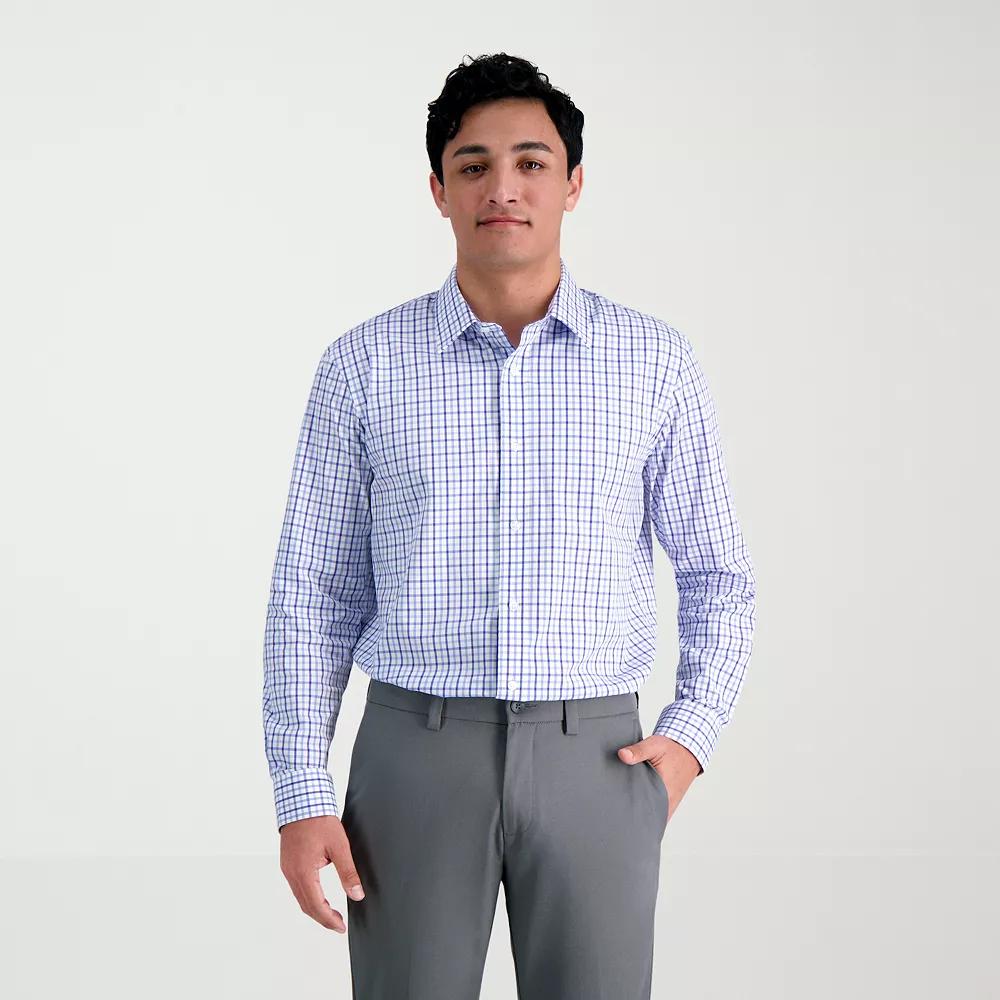 Men's Haggar® Premium Comfort Classic Fit Wrinkle Resistant Dress Shirt, Size: 18.5-34/35, Tonal Blue Check Product Image
