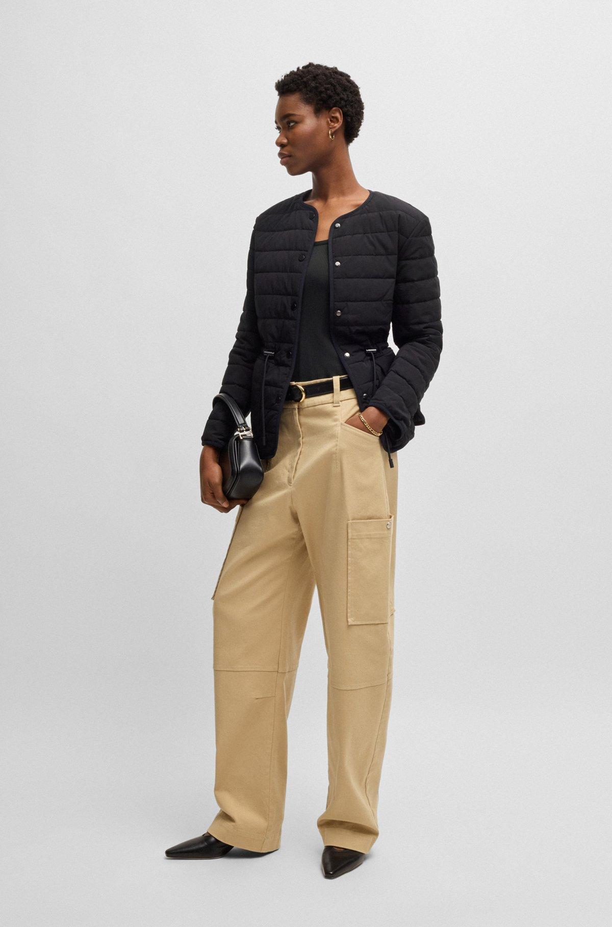 Scoop-neck T-shirt in ribbed stretch fabric Product Image