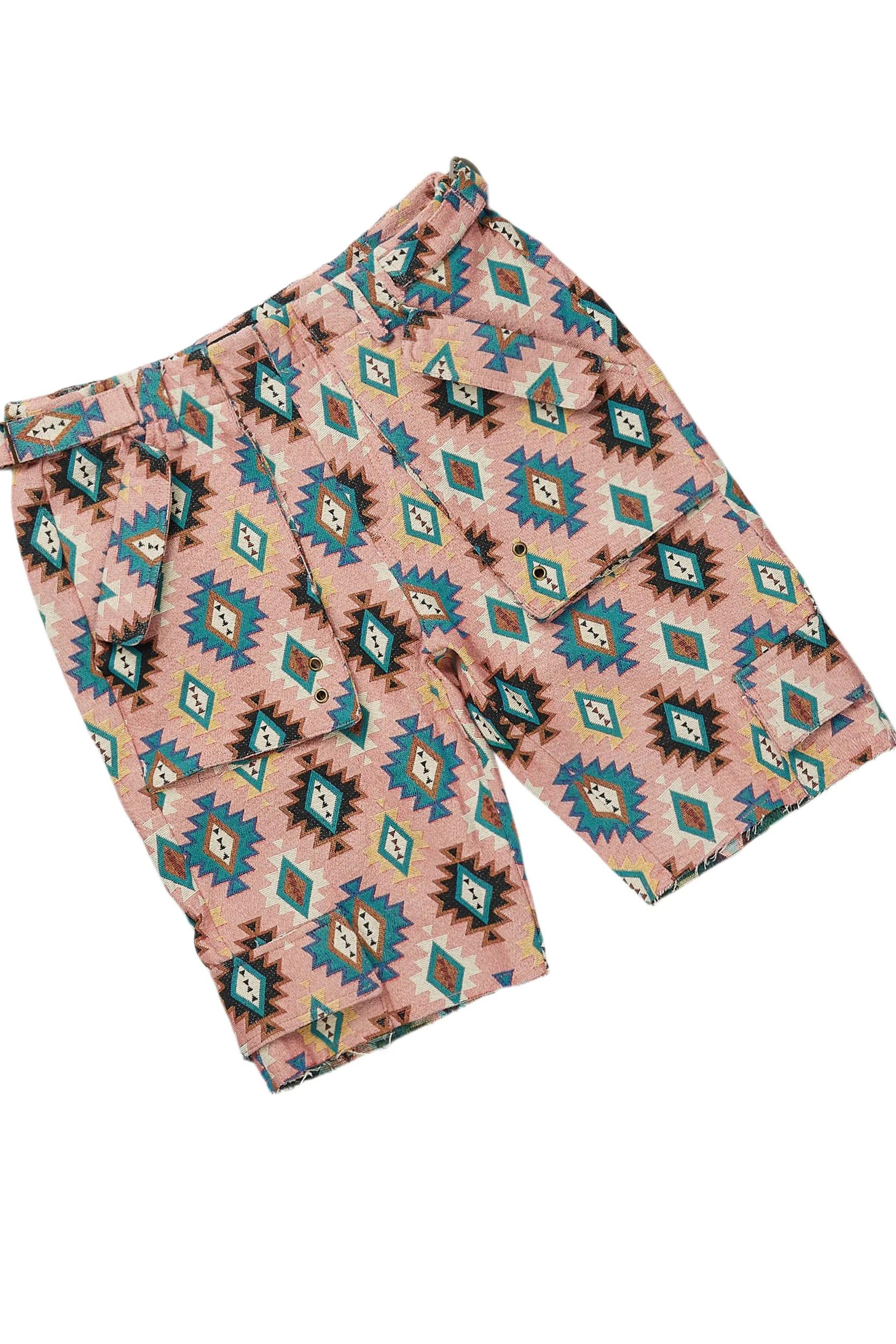 Andraila White/Pink T-Shirt Short Set Female Product Image