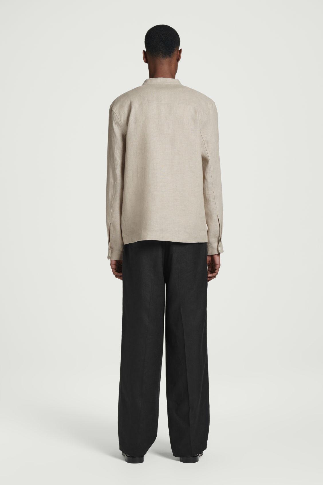 ELASTICATED LINEN WIDE-LEG TROUSERS Product Image