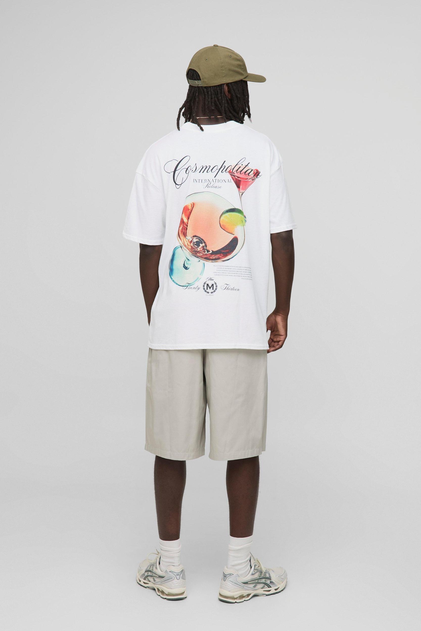 White Oversized Extended Neck Man Cosmopolitan T-Shirt | boohooMAN USA Product Image