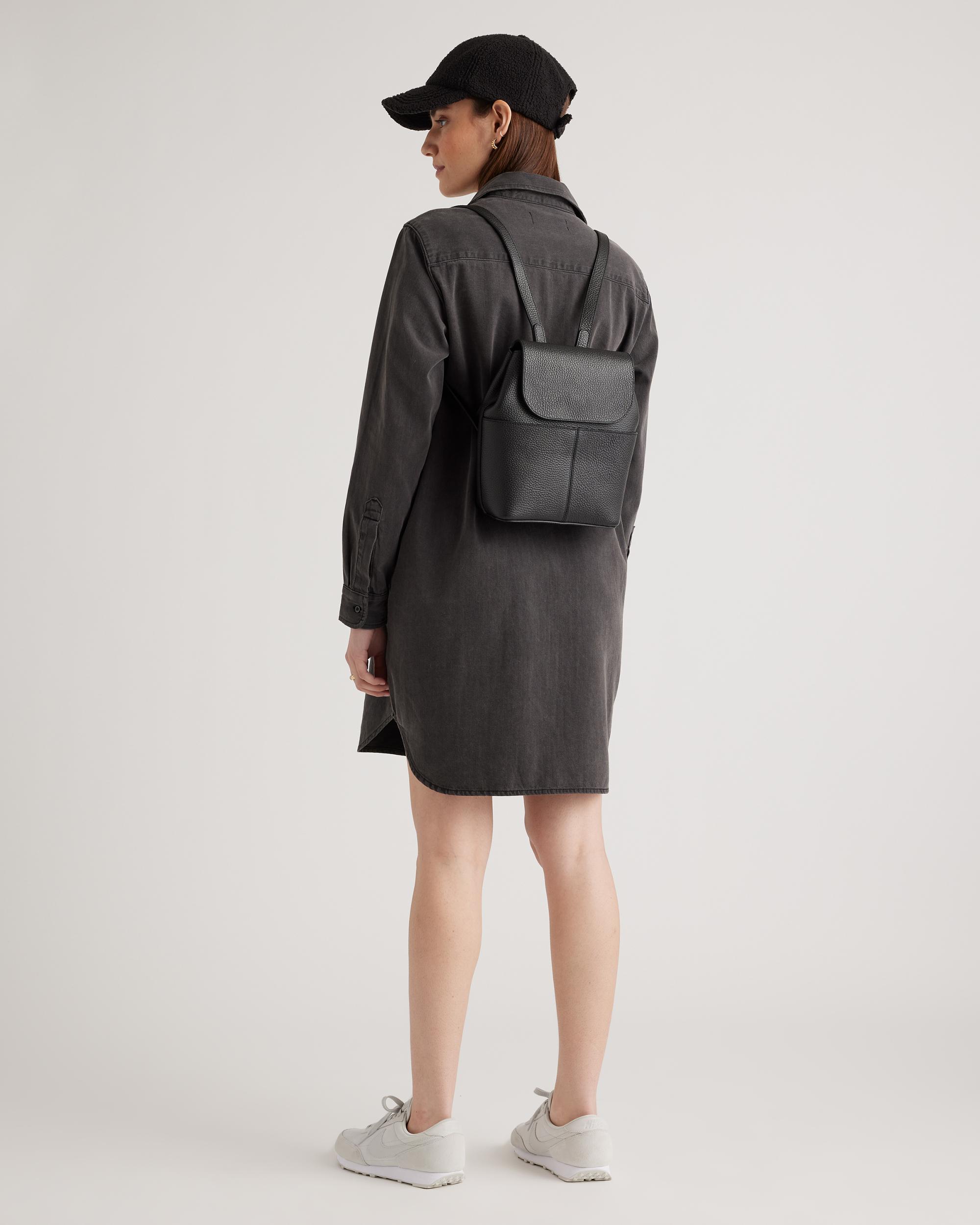 Quince | Women's Italian Leather Small Backpack in Black Product Image