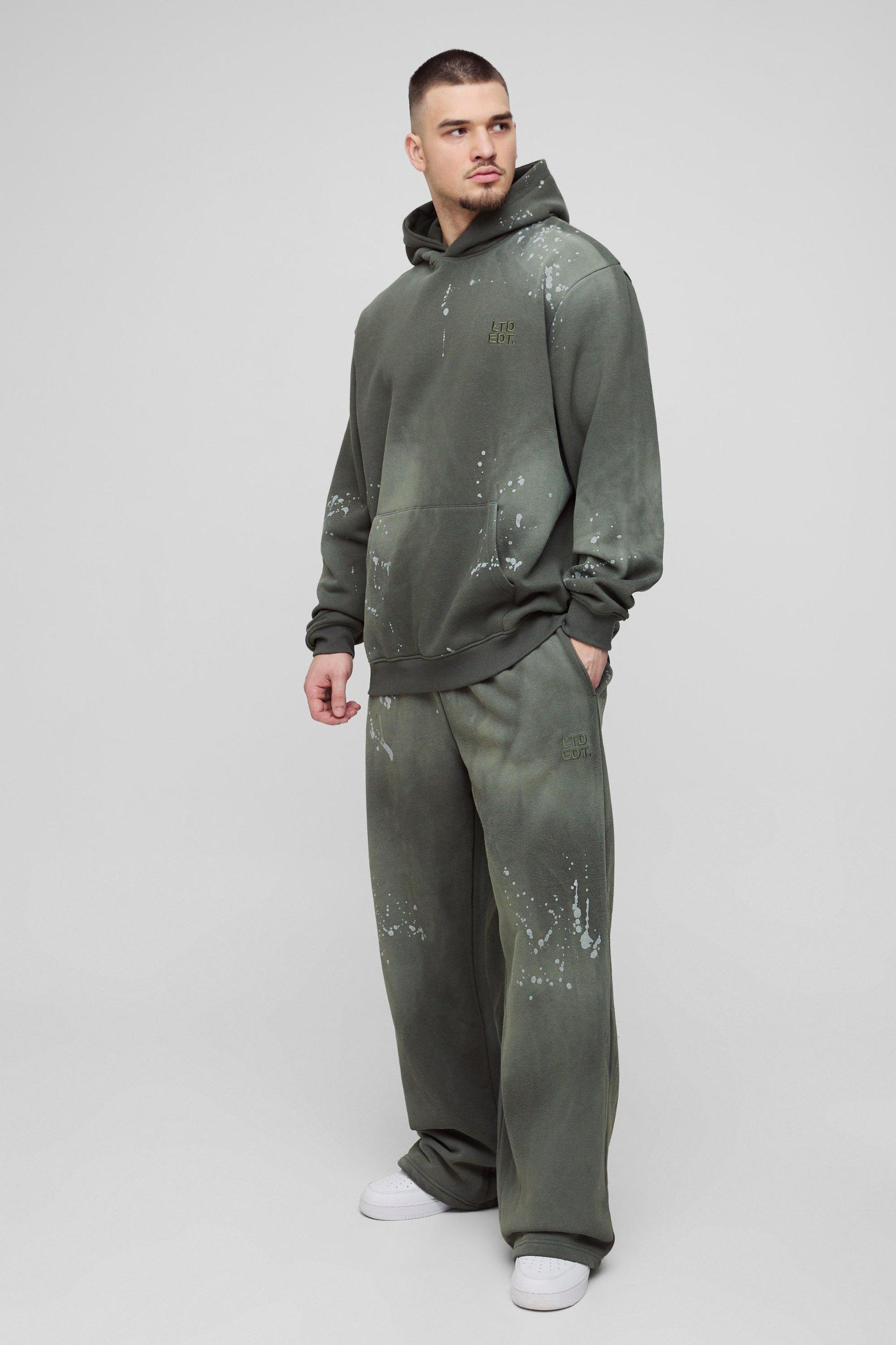 Tall Oversized Embroidered Spray Wash Wide Fit Boxer Sweatpants Tracksuit | boohooMAN USA Product Image