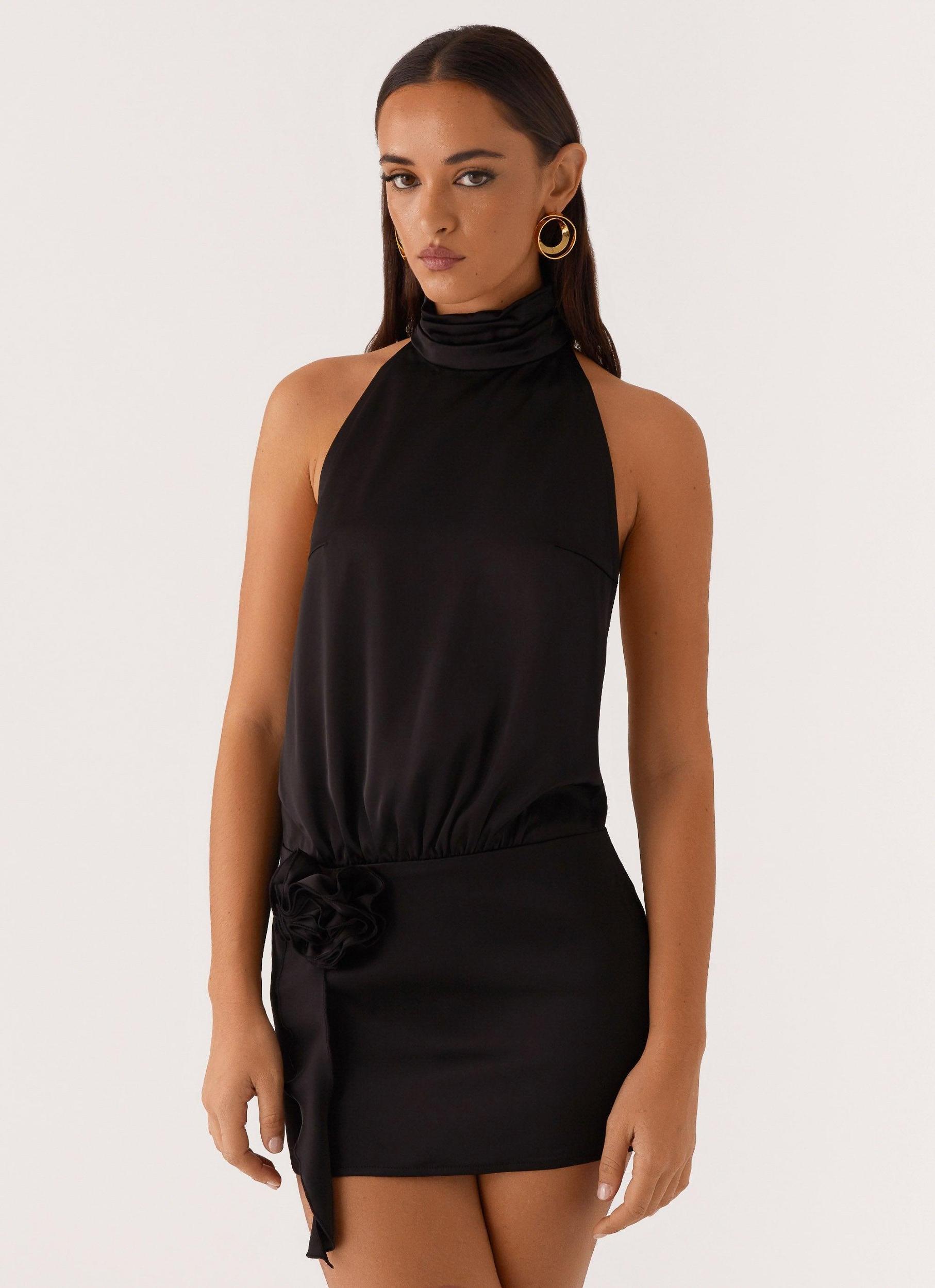 Birdie Halterneck Mini Dress - Black Product Image
