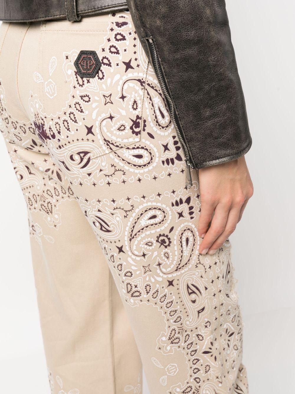 paisley-print cotton jeans Product Image