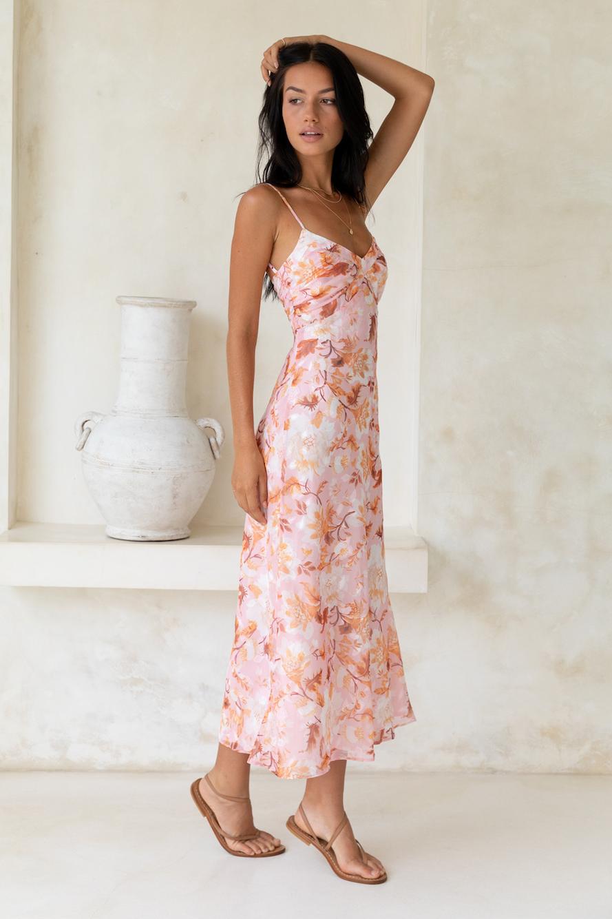 Bed Of Roses Maxi Dress Pink Product Image