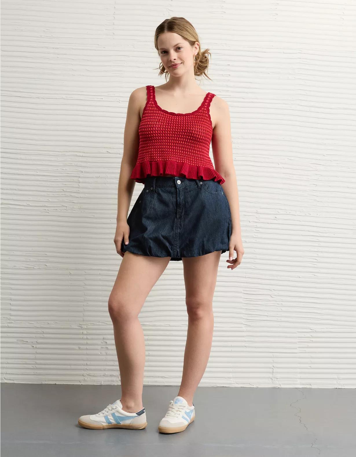 AE Crochet Peplum Tank Top Product Image