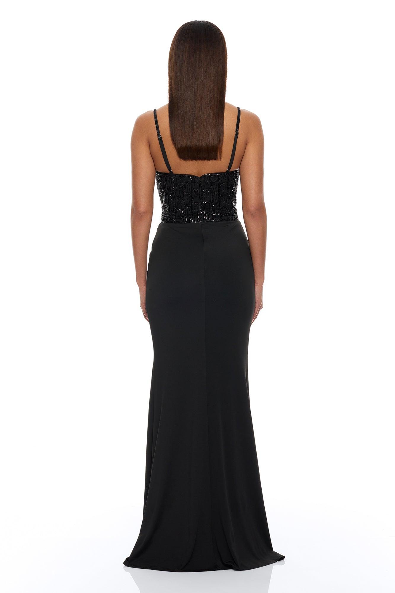 Party All Night Embellished Maxi Dress - Black Female Product Image
