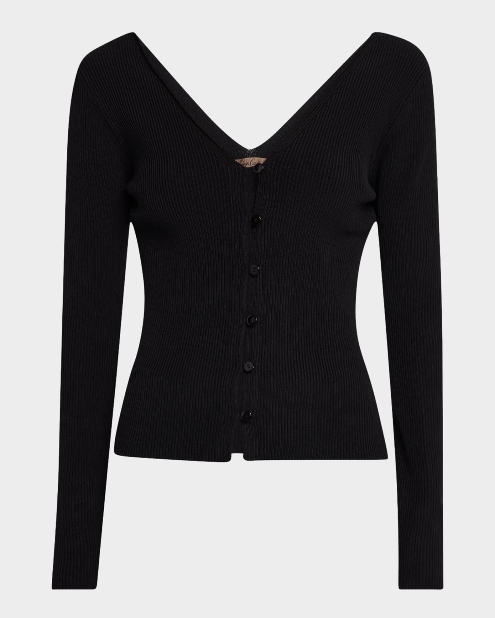 Ribbed Viscose-Blend V Cardigan Product Image