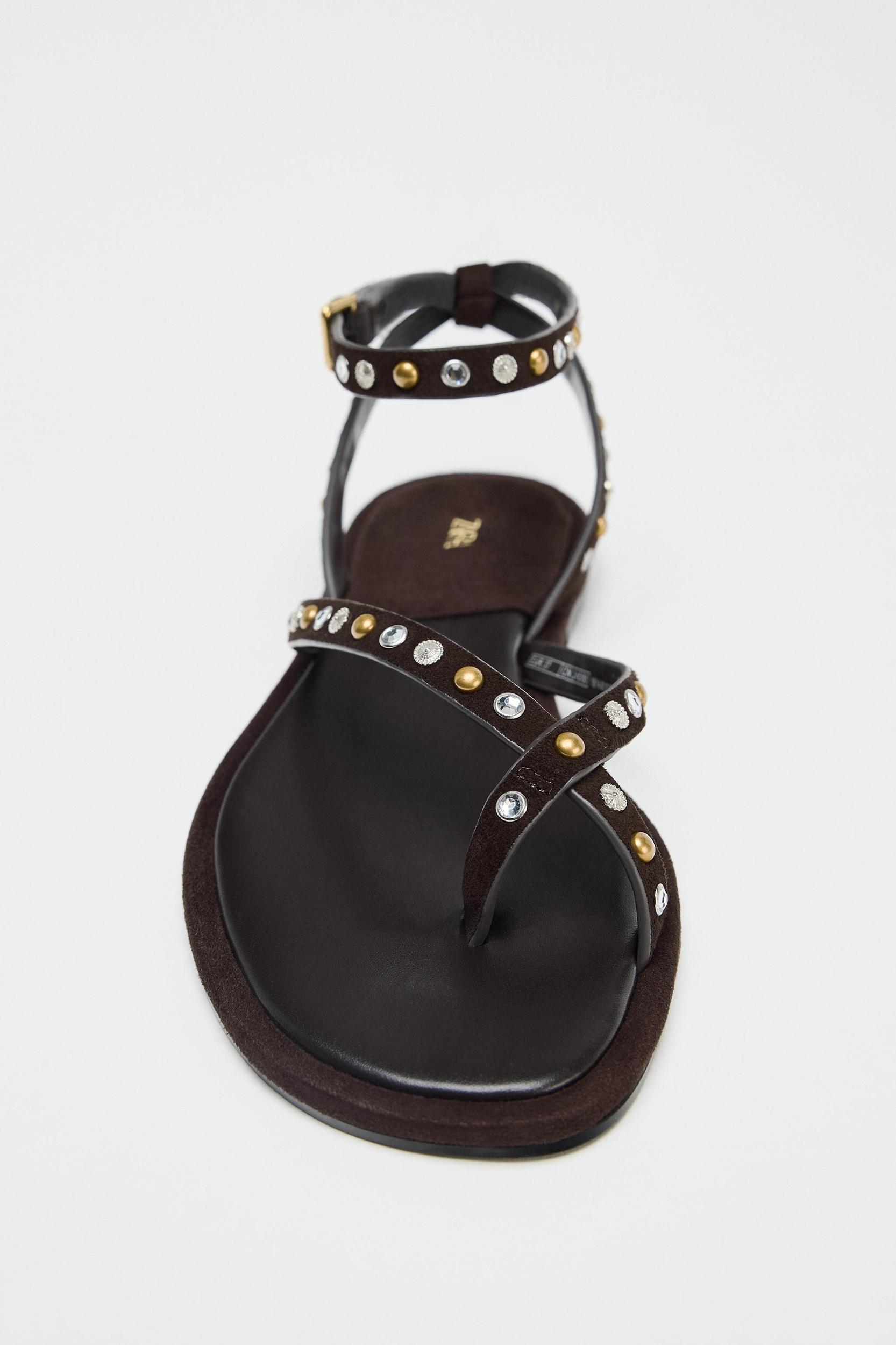 BEADED LEATHER SANDALS Product Image