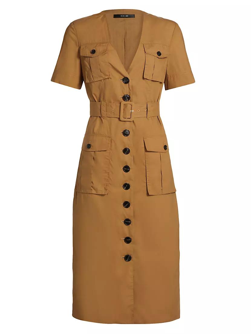 Womens Finn Stretch-Cotton Poplin Midi-Dress Product Image