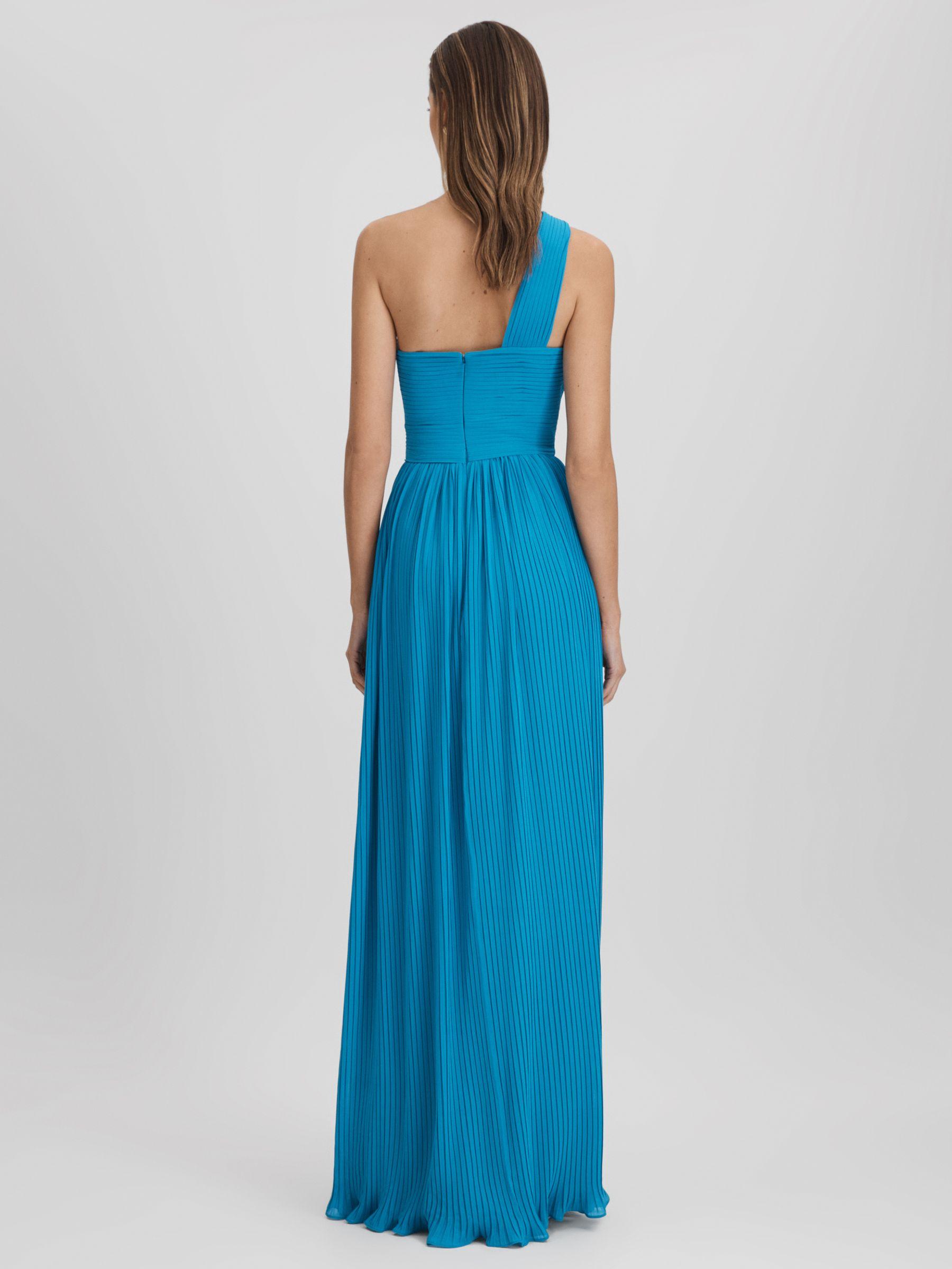 Amur One Shoulder Pleated Maxi Dress in Blue Surf Product Image
