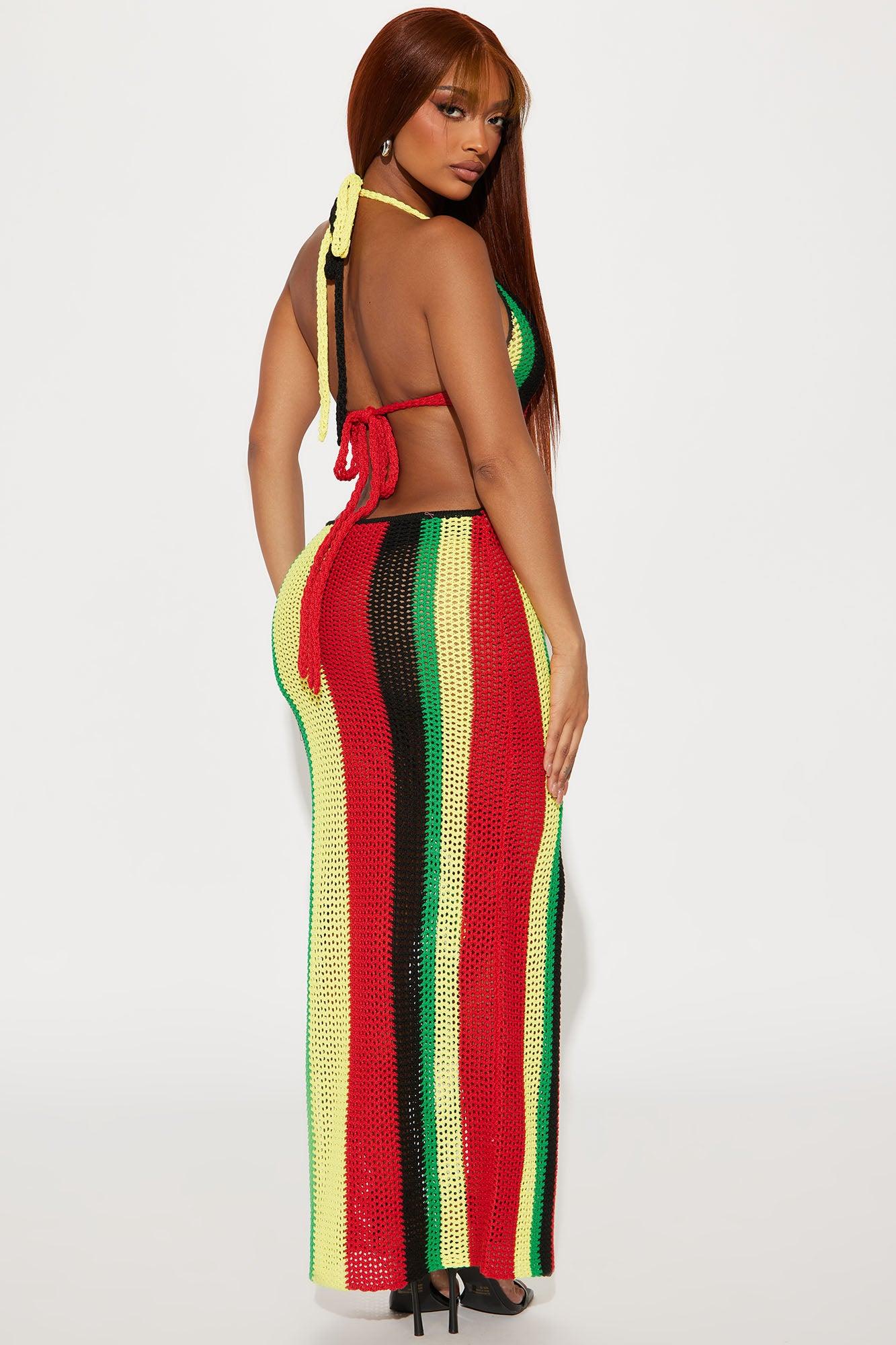 Caribbean Crochet Maxi Dress - Green/combo Product Image