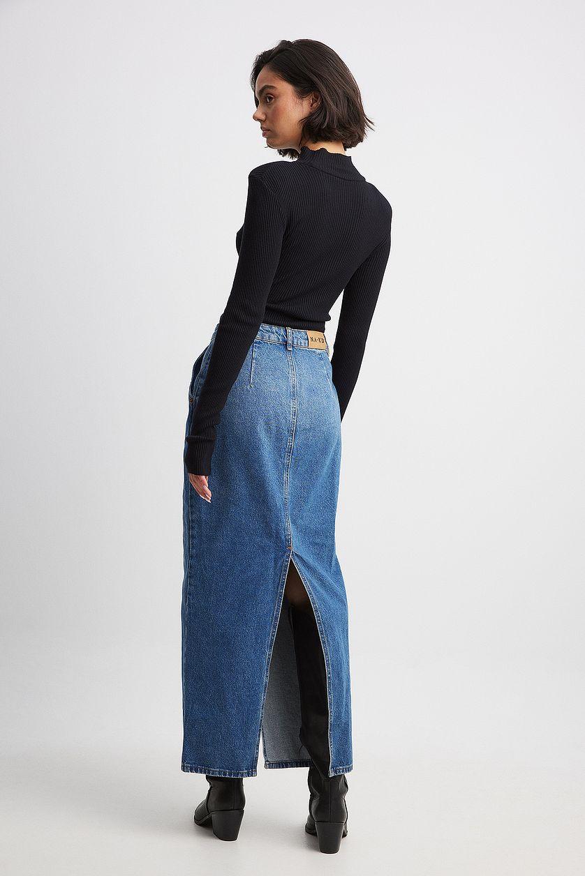 Slit Detailed Maxi Denim Skirt Product Image
