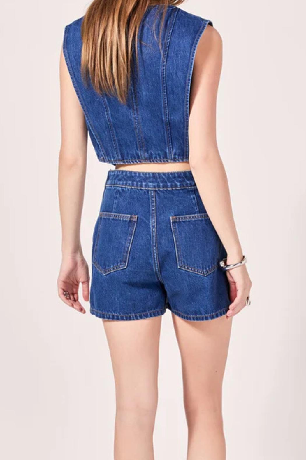 High Waisted Denim Mini Skort Product Image