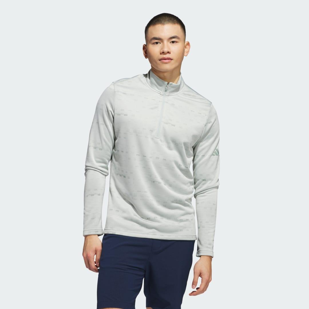 adidas Core Printed Quarter Zip Pullover Wonder Silver S Mens Product Image