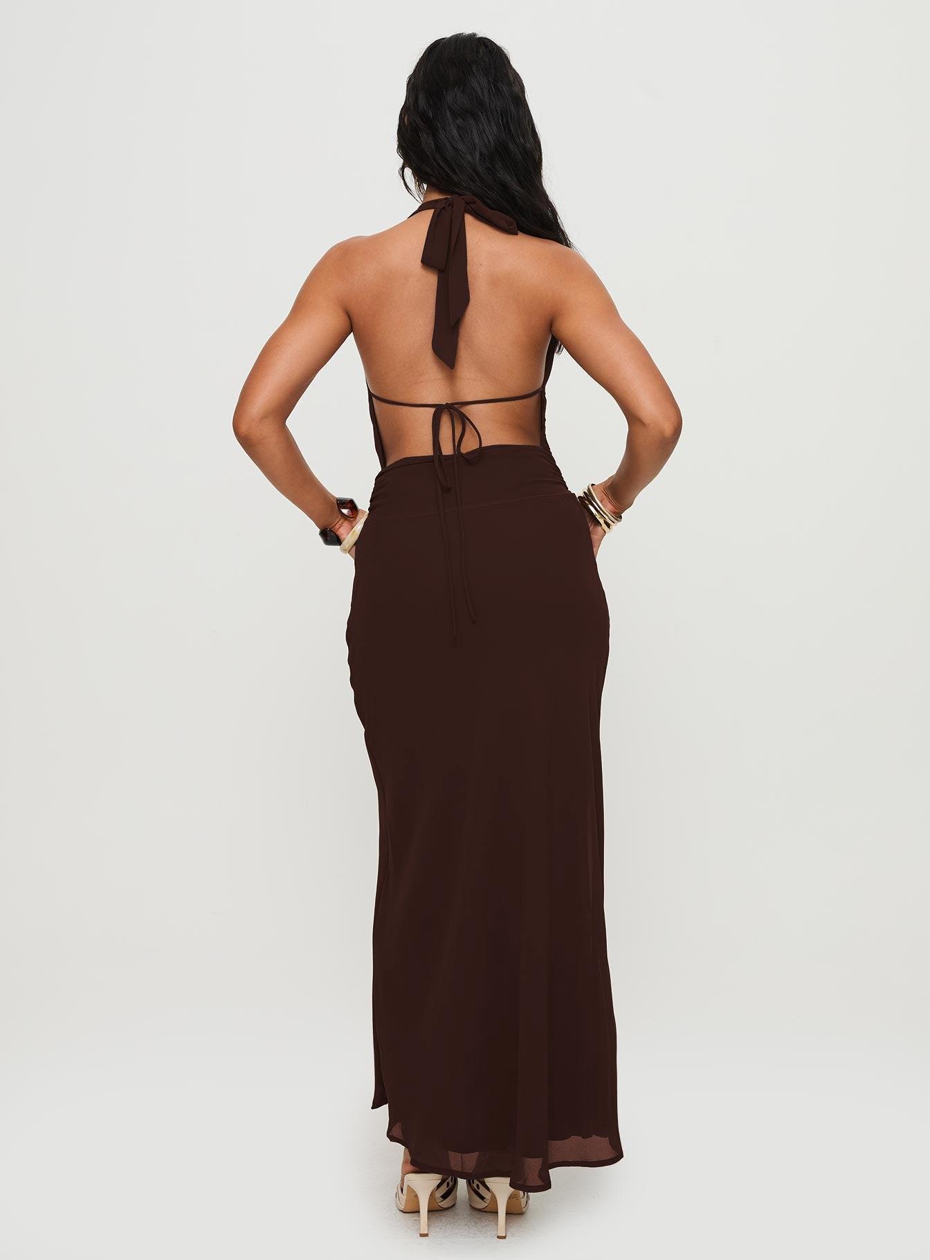 Alejandria Cowl Neck Maxi Dress Chocolate Product Image