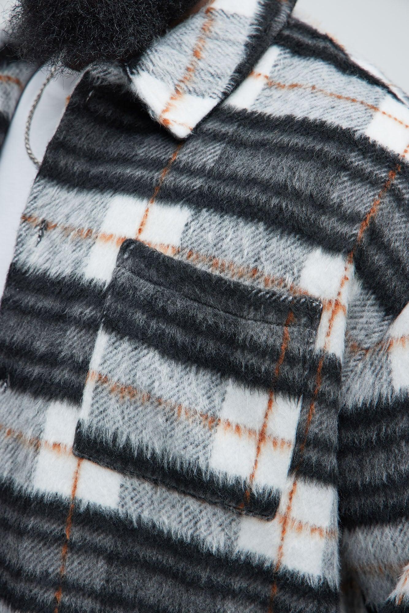 Move Up Plaid Shacket - Black/Grey Product Image