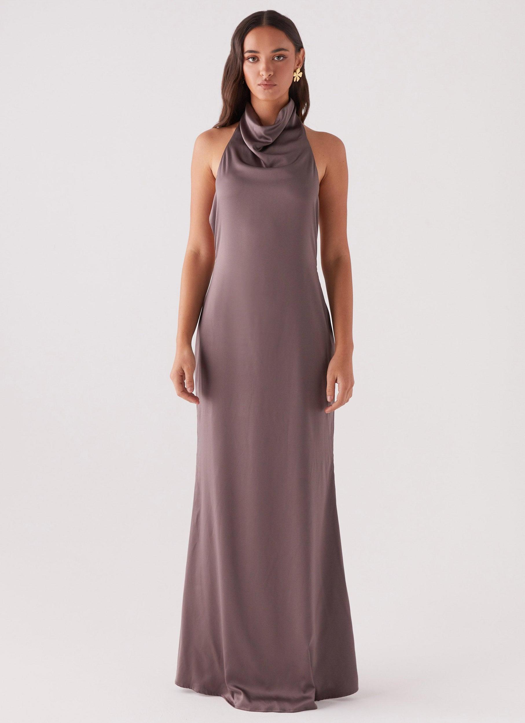 Wynn Satin Maxi Dress - Chocolate Product Image