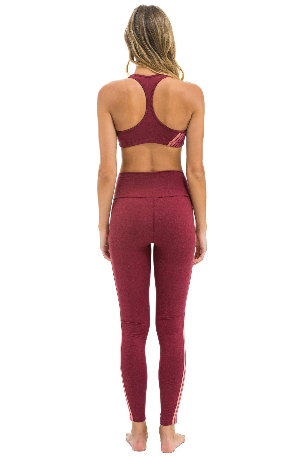 FULL LENGTH HI-RISE 5 STRIPE LEGGINGS - BERRY Female Product Image