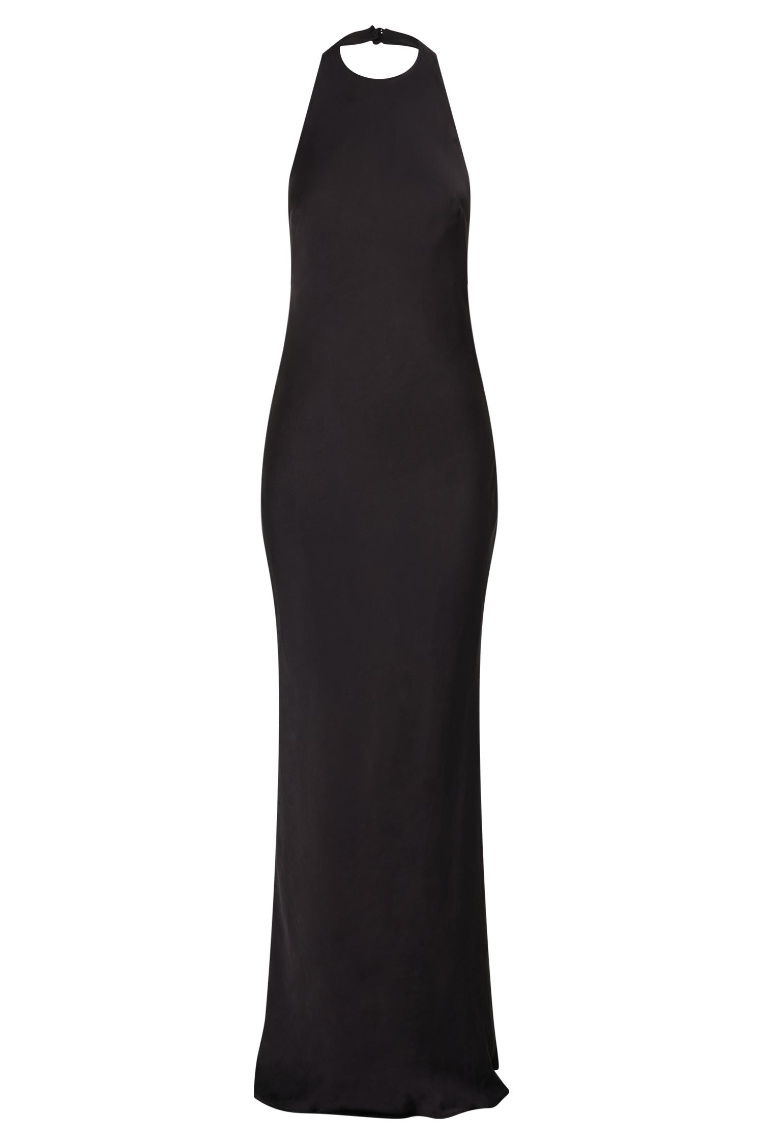 Rinna Satin Halter Maxi Dress - Black Product Image