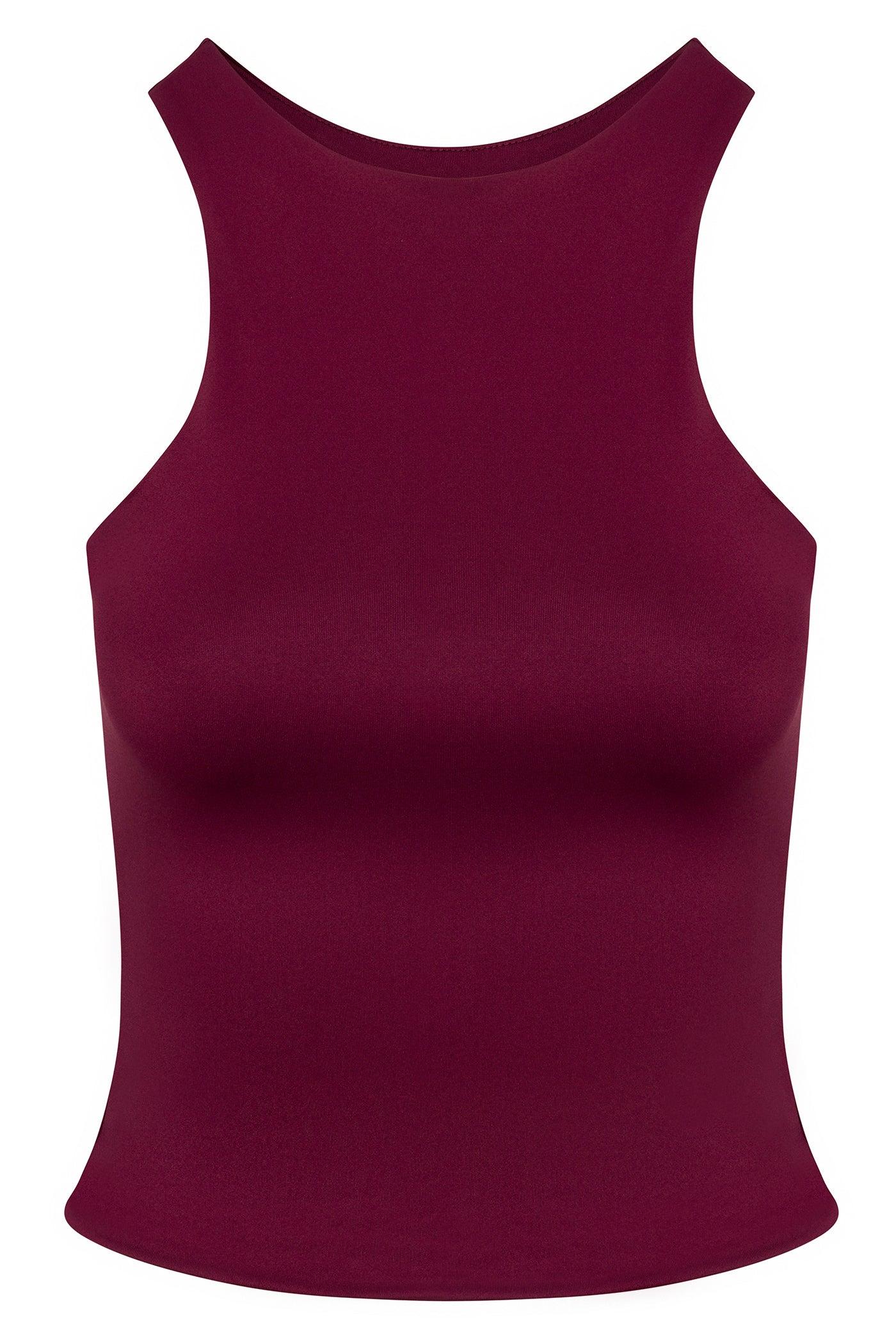 Contour Double Lined High Neck Tank Top - Wine Female Product Image
