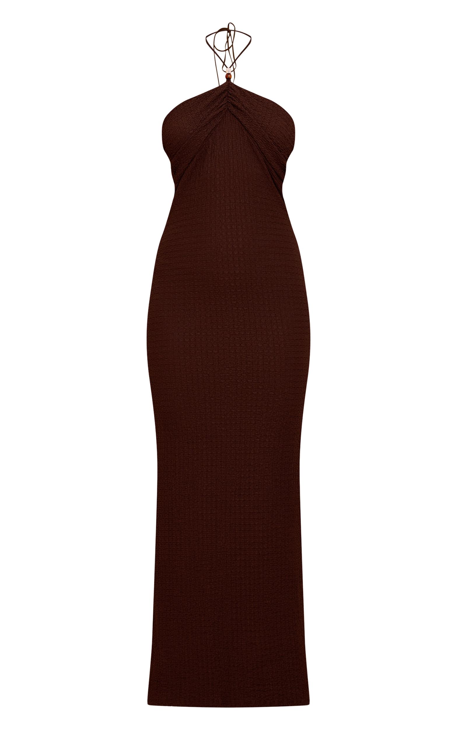 Mocha Chevron Knitted Maxi Dress Product Image